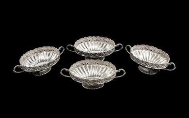 A Set of Four Silverplated Two-Handled Oval Bowls