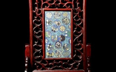 A Small Cloisonné Enamel Inset Rosewood Table