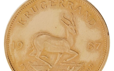 A South African Krugerrand 1oz fine gold coin, 1987, approx. 34.06g