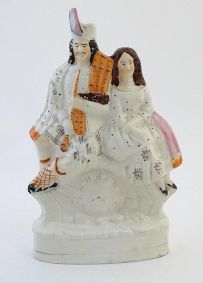 A Staffordshire flat back figural group depicting a