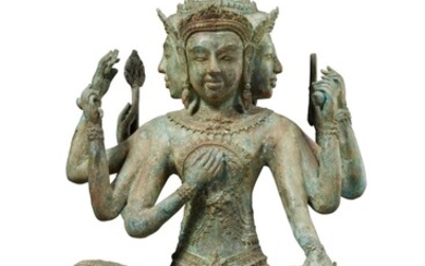 A Thai bronze figure of an eight-armed seated Deity Modern