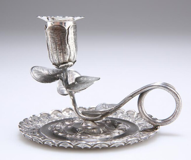 AN EARLY VICTORIAN SILVER CHAMBERSTICK, by
