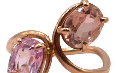 A VINTAGE ROSE METAL, PINK SAPPHIRE AND PINK TOURMALINE...