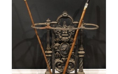 A Victorian cast iron walking stick or umbrella stand, cast ...