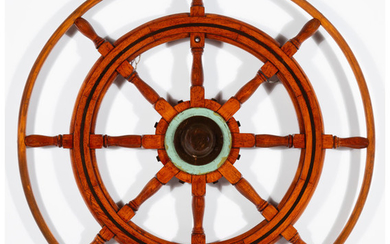 A Wooden and Brass Ship's Wheel from Whaler (late 1800s)