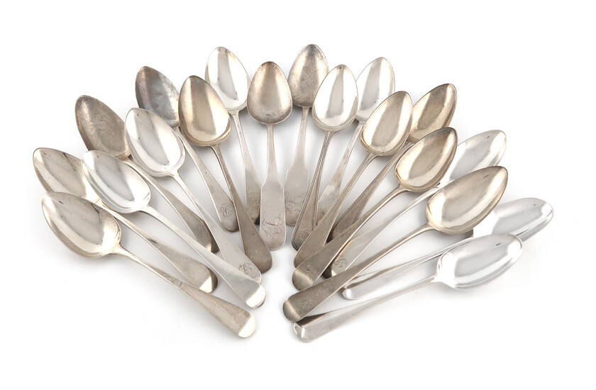 A collection of silver tablespoons