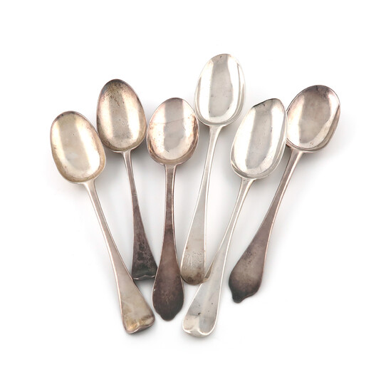 A collection of six 18th century silver spoons