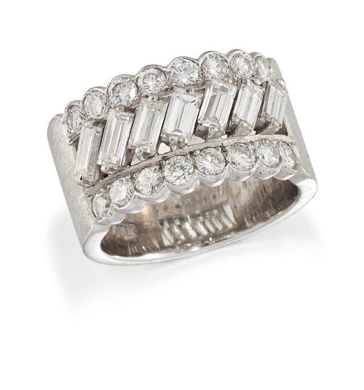 A diamond half-hoop ring, designed as seven...