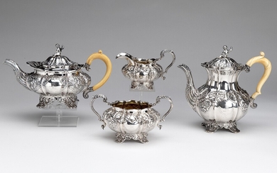 A fine English silver and gilt tea service