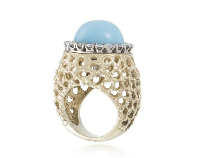 A gold, diamond and gem-set interchangeable ring