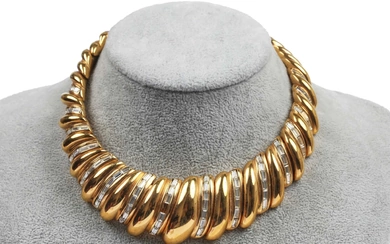 signed, comprising; gilt collar inset with faceted stones; chunky chain...