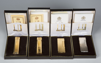A group of thirteen Dunhill lighters of various designs, all boxed.