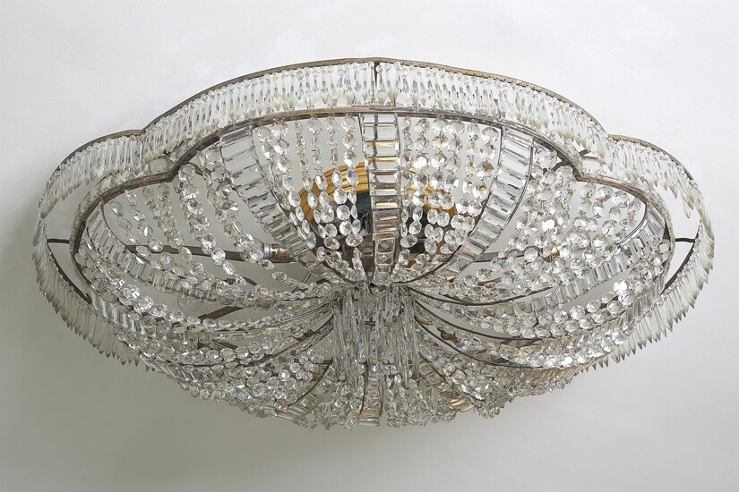 A large Continental cut glass ceiling light
