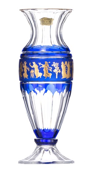 A large Val-Saint-Lambert cobalt blue vase, 40,5 cm