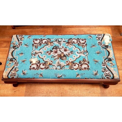 A large Victorian Mahogany Beaded Tapestry Footstool with st...