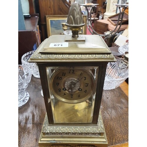 A late 19th Century early 20th Century Brass Mantel Clock wi...