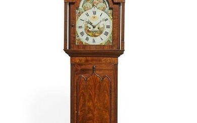 A late Regency inlaid mahogany tall case clock