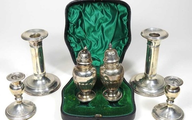 A pair of Victorian silver peppers, each of baluster form,...
