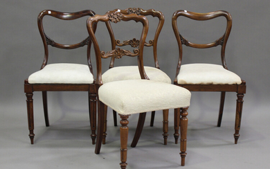 A pair of William IV rosewood dining chairs with drop-in seats, height 84cm, width 46cm, together wi