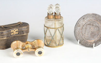 A pair of early 20th century French brass and mother-of-pearl opera glasses, detailed 'LE FILS