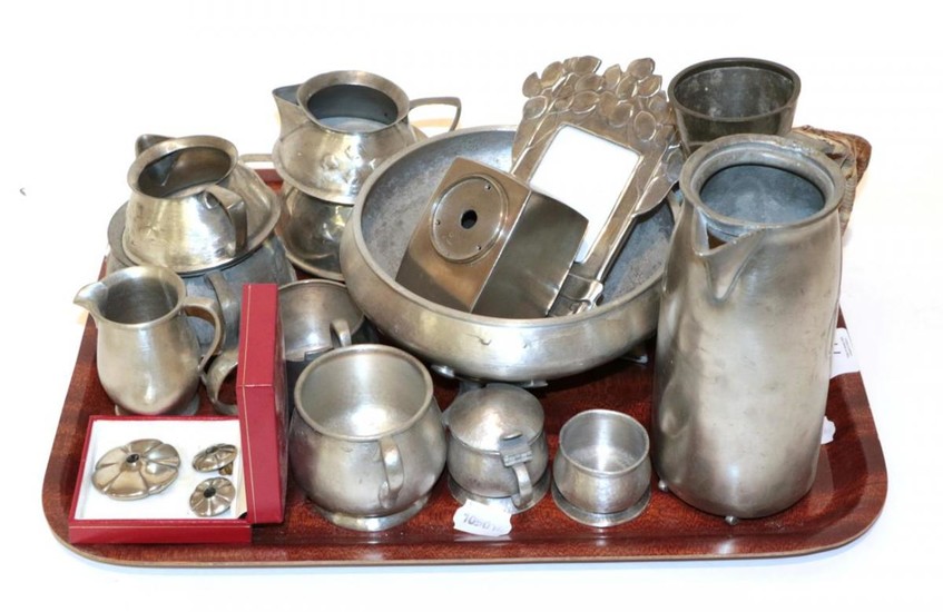 A quantity of Arts & Crafts pewter including Liberty &...