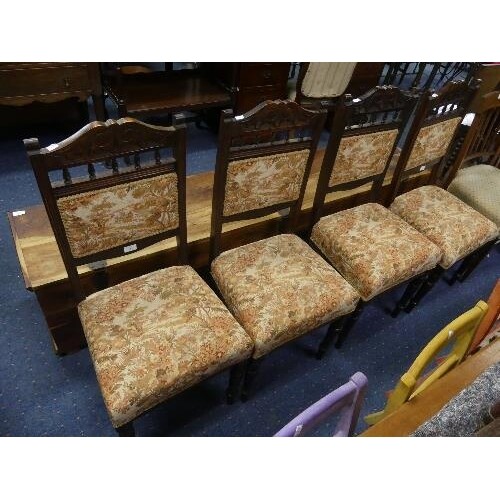 A set of four late Victorian walnut Parlour Chairs, the carv...