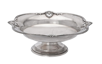 A silver shaped circular pedestal bowl by Elkington & Co.