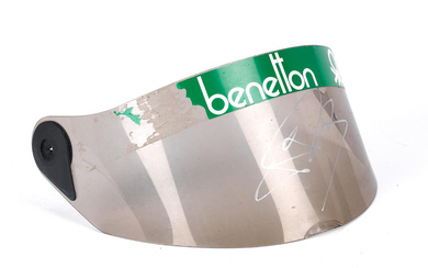 A used Riccardo Patrese Benetton F1 signed visor