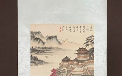 A vertical scroll of Chinese ink landscape painting, Pu Xin She