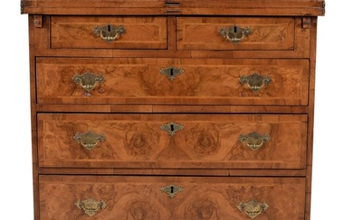 A walnut and burr walnut chest of drawers