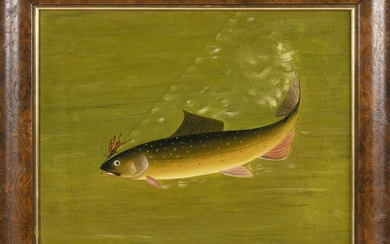 AMERICAN SCHOOL (19th Century,), A trout on the line.