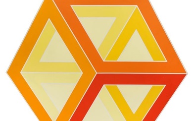 AMERICAN SCHOOL (20th Century,), Geometric study., Oil on canvas, hexagonal 42" x 48".