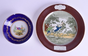 AN 18TH CENTURY SEVRES PORCELAIN SAUCER together with