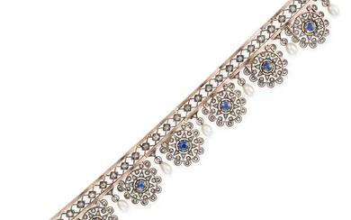 AN ANTIQUE SAPPHIRE, PEARL AND DIAMOND BRACELET in ...