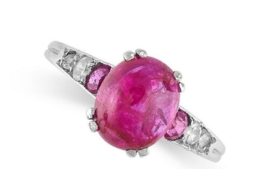 AN ART DECO RUBY AND DIAMOND RING, FIRST HALF 20TH