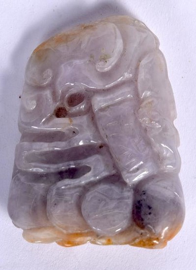 AN EARLY 20TH CENTURY CHINESE LAVENDER JADE PLAQUE