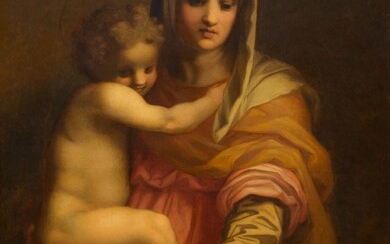 ANDREA DEL SARTO (SUCCESSEUR DU 19ème SIÈCLE)(1486 Florence 1530)Madonna delle Arpie. Huile sur toile. 107,2...