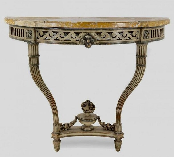 ANTIQUE MARBLE TOP CONSOLE TABLE