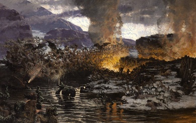 ANTONIO MUÑOZ DEGRAÍN (Valencia, 1840 - Málaga, 1924). "La lagune du Styx", 1899. Huile sur...