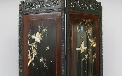 ARTE GIAPPONESE Lacquer and ebonized wood screen with
