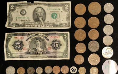 ASSORTED FOREIGN COINS & CURRENCY