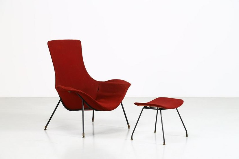 AUGUSTO BOZZI Armchair with footrest.