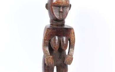 African Lega? Tiv? Tribal Carved Wood Female Figure Statue. 28 1/2"H x 9"W x 7 1/2"D