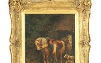 After GEORGE MORLAND - OIL ON CANVAS Work horses