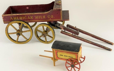 American Milk Co. Painted Wagon and Baker's Cart