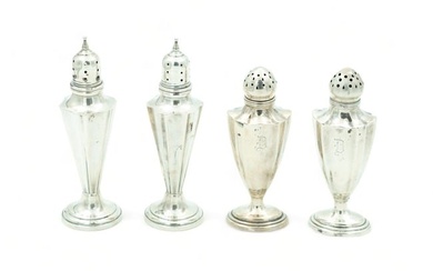 American Weighted Sterling Silver Salt & Pepper Shakers, Feat. Gorham, H 5.5" 6.8t oz 2 Pairs