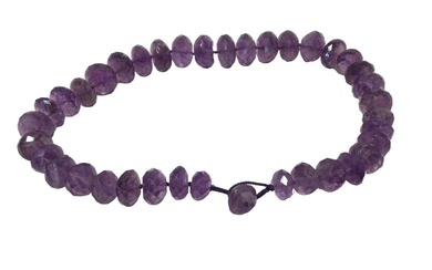 Amethyst bead necklace with a string of graduated faceted amethyst beads