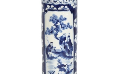 An Antique Chinese blue and white sleeve vase, 4 character m...
