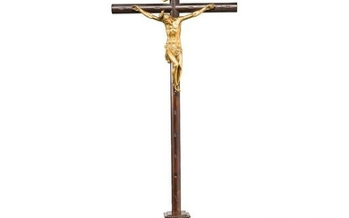 An Augsburg crucifix with gilt corpus Cristi, mid 17th