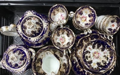 An English porcelain part tea service, possibly Coalport, pa...